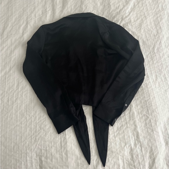 Aritzia wilfred tie front satin blouse - Picture 3 of 4